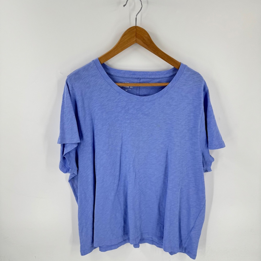 J.‎ Crew Knit Button Down Shirt Periwinkle Blue Medium Cotton Casual Classic